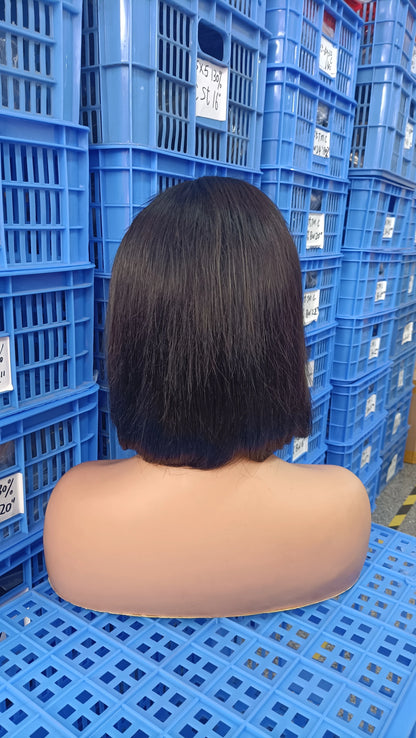 Brazilian Human Hair Bob Wigs Glueless HD Lace Front Wig No Glue Short Bone Straight Lace Frontal Wig Ready to Wear 250 Density