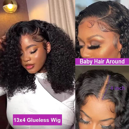 Curly Short Bob Wigs 13x4 7x5 Glueless Ready To Wear Brazilian 100% Human Hair Deep Wave 13x6 Hd Lace Front Wig For Women 250%