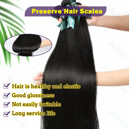 Rosabeauty 30 32 40 Inch Bundles 1 2 3 4 5 Bone Straight Brazilian Remy Human Hair Bundles Raw Extensions Tissage For Women