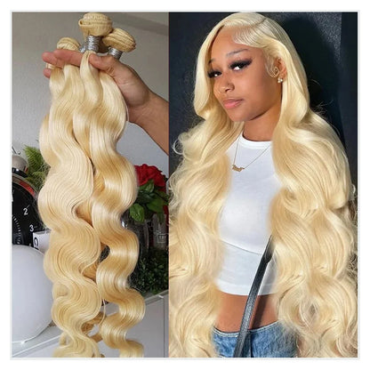 Monstar 1/3/4 613 Blonde Hair Extension Brazilian Hair Weave Bundles Body Wave Remy Human Hair Long 26 28 30 32 34 36 38 40 Inch