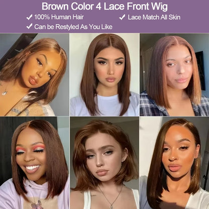 Short Human Hair Wigs Bob Wig Human Hair 100% Chocolate Brown 13X6 Hd Lace 13X4 Brown Wigs Wear And Go Glueless Human Hair Wig