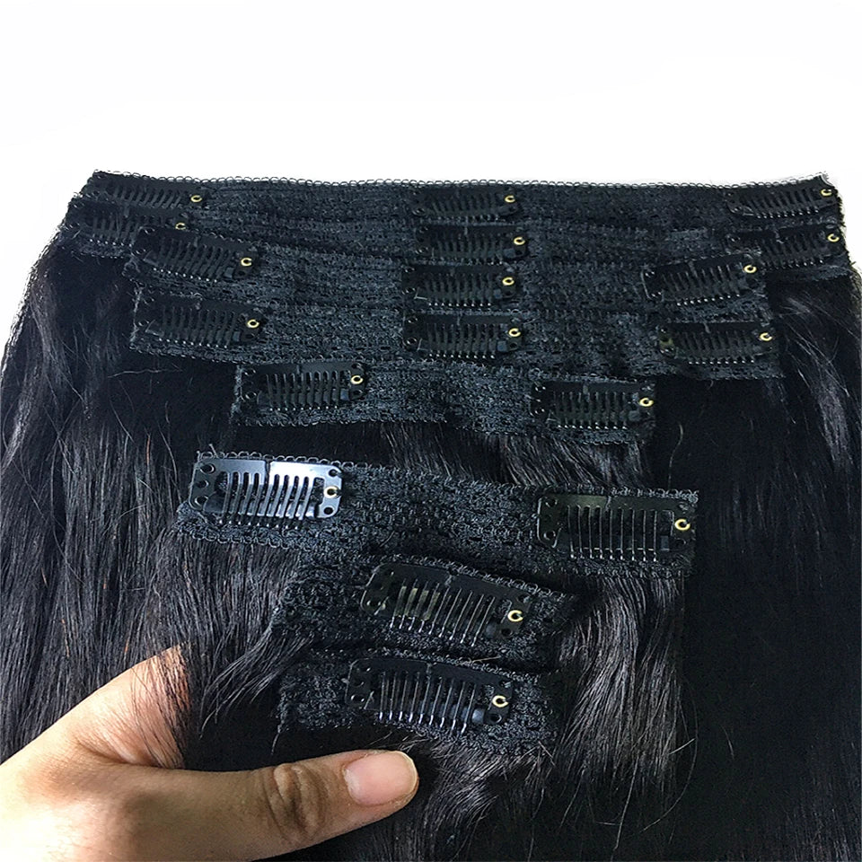 Clip In Hair Extensions Human Hair Brazilian Straight Clip In Natural Black Color Clip Ins Remy Hair 20 22 24 26 Inch For Women