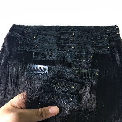 Clip In Hair Extensions Human Hair Brazilian Straight Clip In Natural Black Color Clip Ins Remy Hair 20 22 24 26 Inch For Women