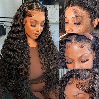Deep Wave Human Hair Bundles with Closure 4x4 13x4 HD Lace Brazilian Remy Unprocessed Weaving Curly Hair Bundles Extensions Deal