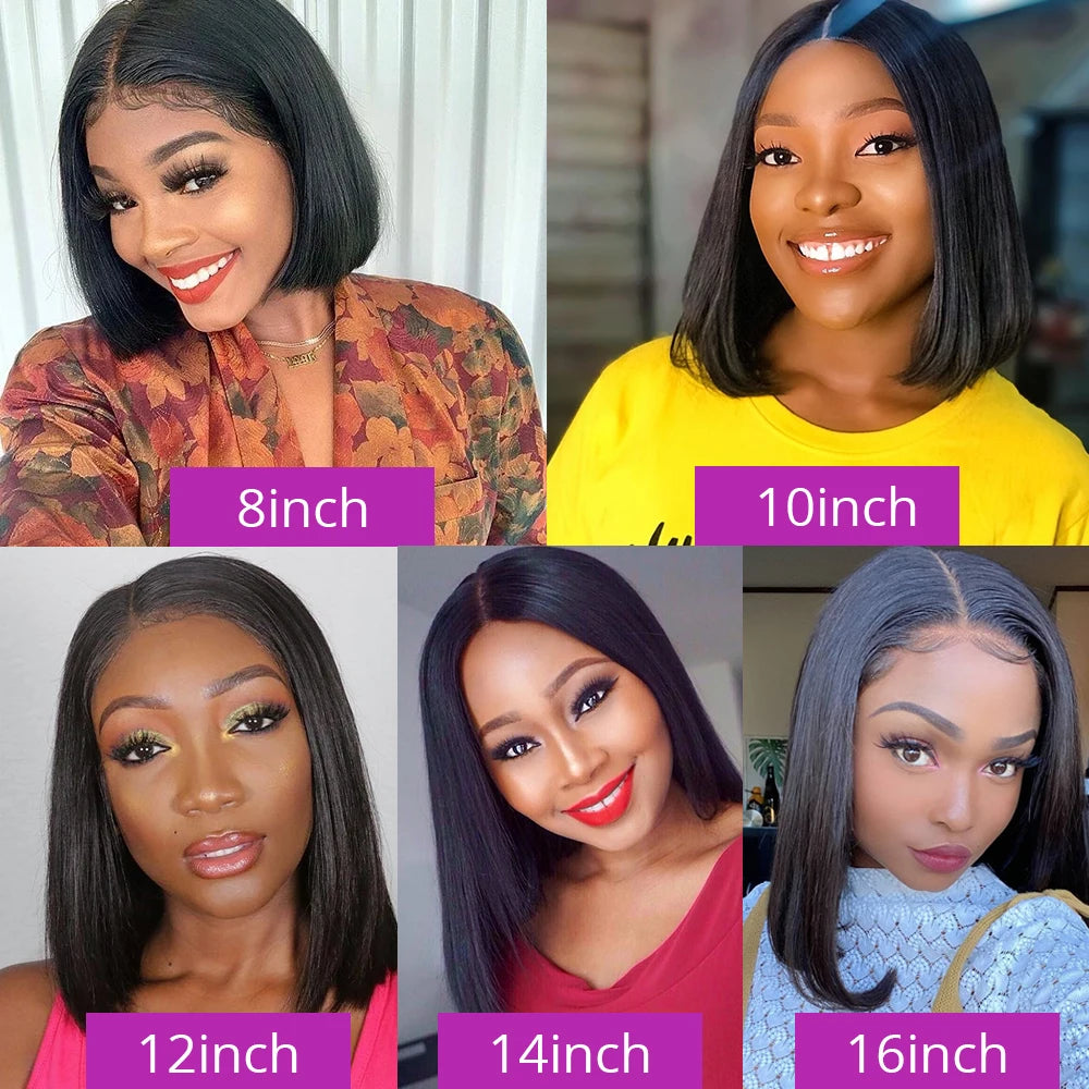 No Glue Brazilian HD Transparent 13x4 Bone Straight Short Bob Glueless Human Hair Wigs 13x6 Straight Lace Front Wigs For Women