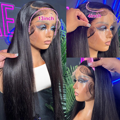 200 Density 40 Inch Bone Straight 13x4 13x6 360 Lace Front Wig Hd Transparent Lace Frontal Wig Human Hair Pre Plucked Lace Wigs
