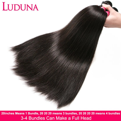 Luduna Straight Bundles Human Hair Brazilian Human Hair Bundles Remy Extensions 1/3/4 Bundle Deal Weave Double Weft Hair Weaving