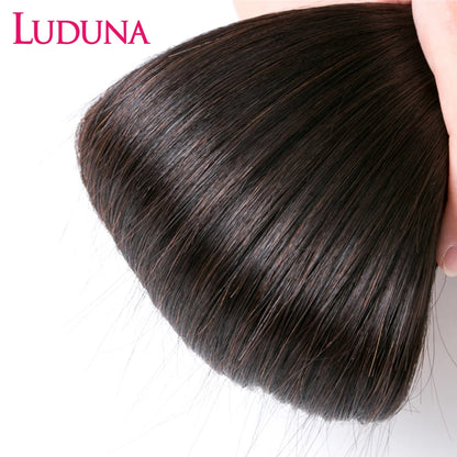 Luduna Straight Bundles Human Hair Brazilian Human Hair Bundles Remy Extensions 1/3/4 Bundle Deal Weave Double Weft Hair Weaving