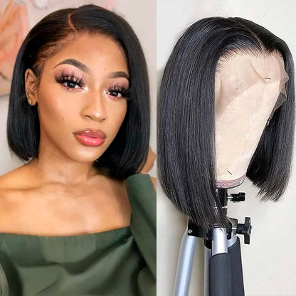 Bob Wig Human Hair 4x4 5x5 Bob Lace Front Brazilian Wigs For Women High Density Straight 13x6 HD Transparent Lace Frontal Wigs