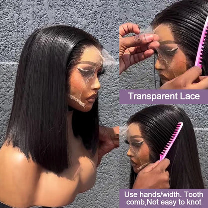 100% Human Hair Glueless Short Bob Wigs 13x6 Hd Lace Front Wig Frontal Vietnamese Multi Parting Braided Wear And Go Pre Plucked