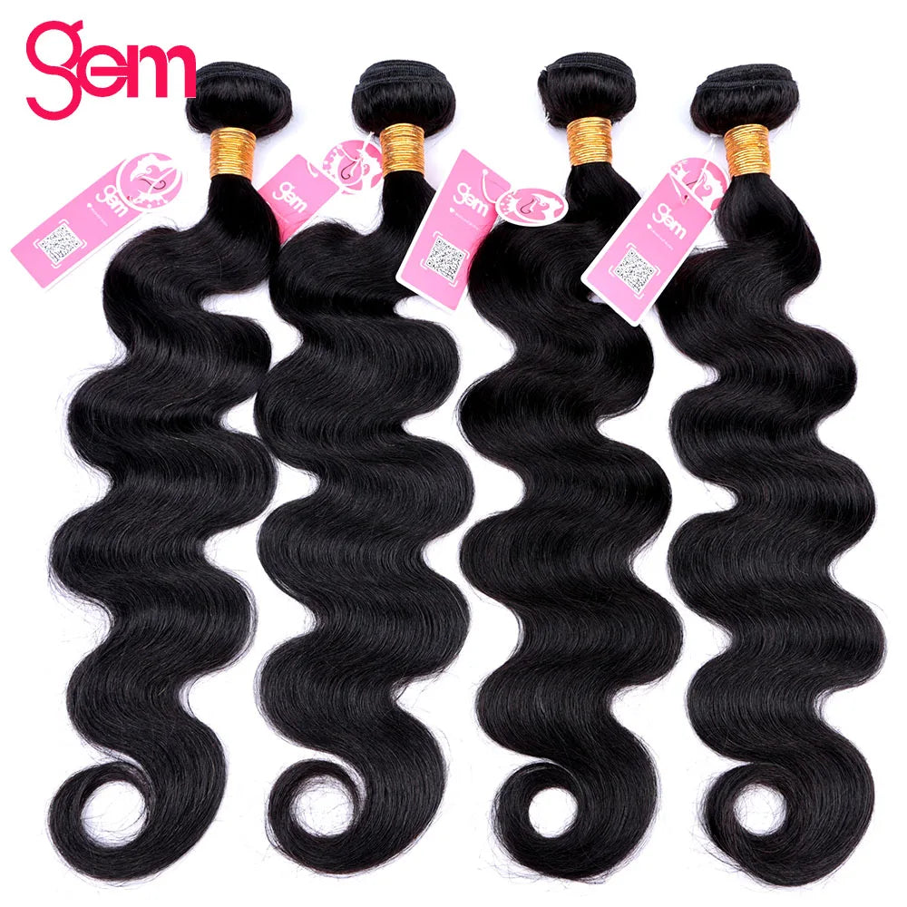 Body Wave Bundles Human Hair 1/3/4 Bundles 100% Human Hair Natural Black Color Brazilian Virgin Weave Bundles Hair Extensions