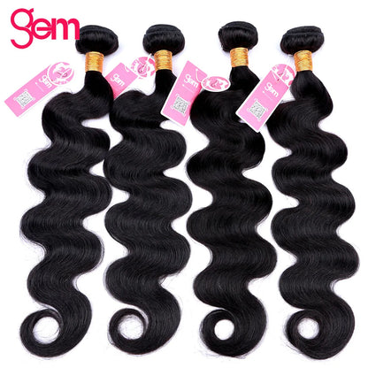 Body Wave Bundles Human Hair 1/3/4 Bundles 100% Human Hair Natural Black Color Brazilian Virgin Weave Bundles Hair Extensions