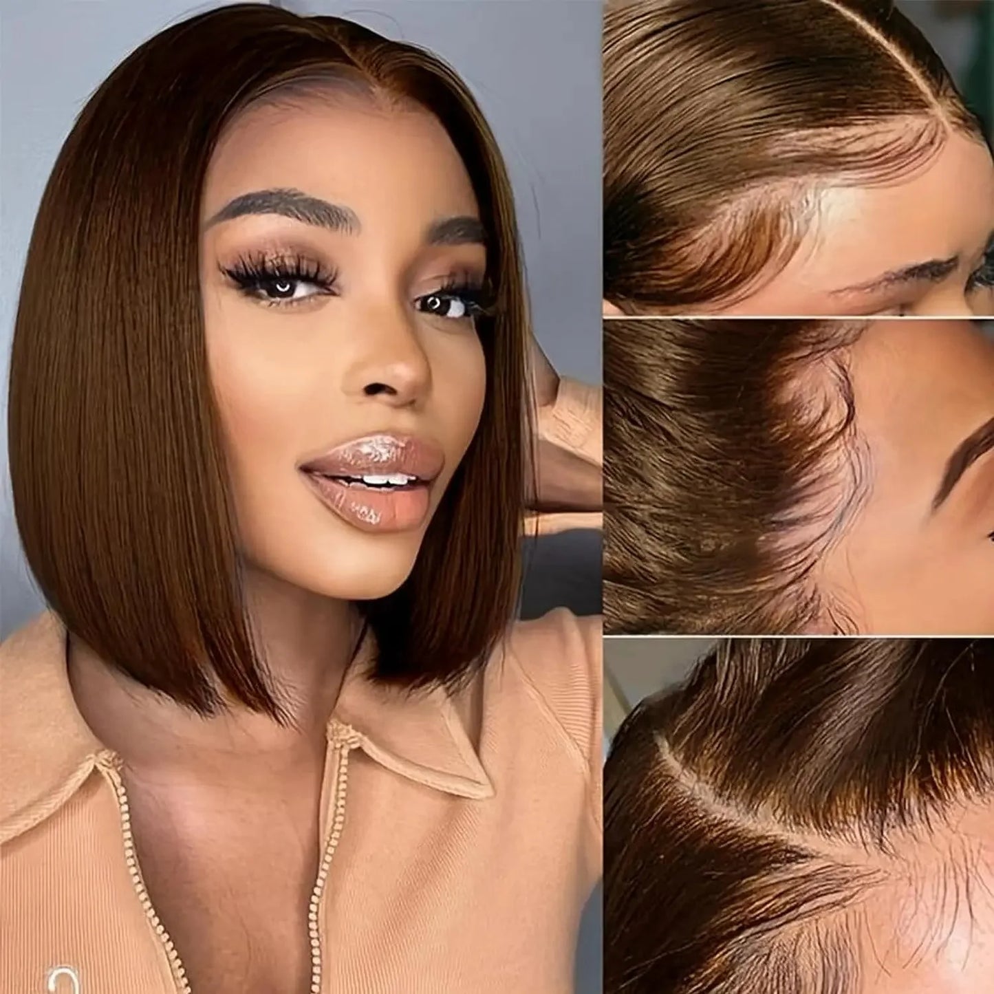 Short Human Hair Wigs Bob Wig Human Hair 100% Chocolate Brown 13X6 Hd Lace 13X4 Brown Wigs Wear And Go Glueless Human Hair Wig