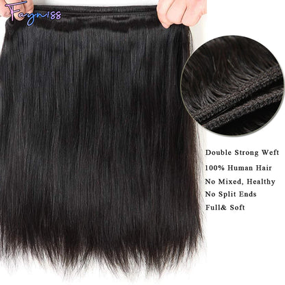 Fayniss Straight Human Hair Weave 1/3/4 Bundles Brazilian Raw Remy Human Hair Bundles 100% Unprocessed Human Hair Extension