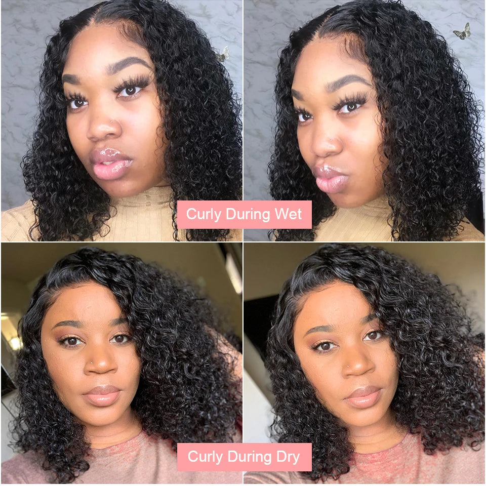 Curly Short Bob Wigs 13x4 7x5 Glueless Ready To Wear Brazilian 100% Human Hair Deep Wave 13x6 Hd Lace Front Wig For Women 250%