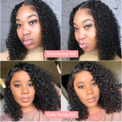 Curly Short Bob Wigs 13x4 7x5 Glueless Ready To Wear Brazilian 100% Human Hair Deep Wave 13x6 Hd Lace Front Wig For Women 250%