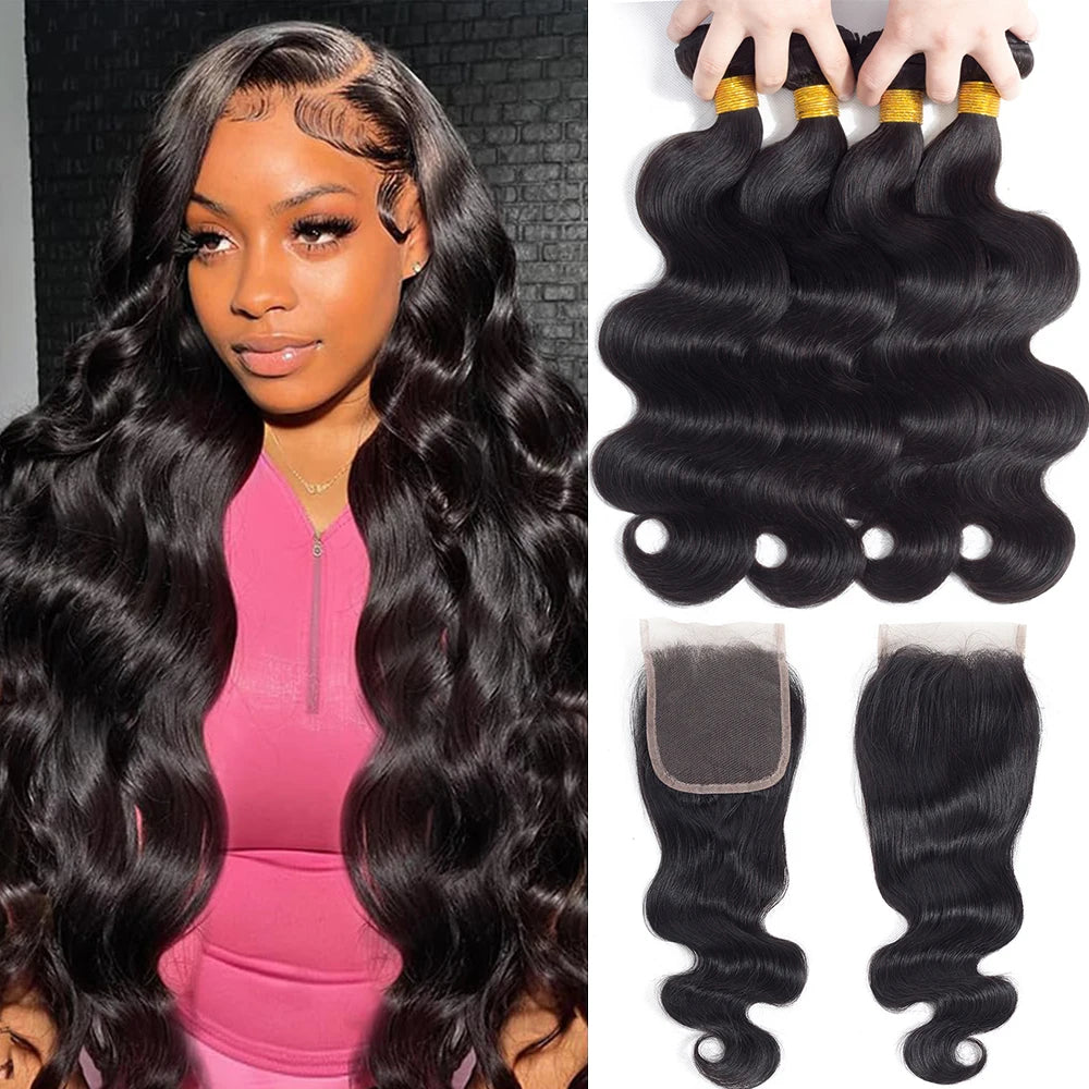 Unprocessed Brazilian Body Wave Human Hair Bundles HD Frontal/Closure Invisible Melt Skin Lace 4x4 13x4 100% Raw Remy Hair Weave