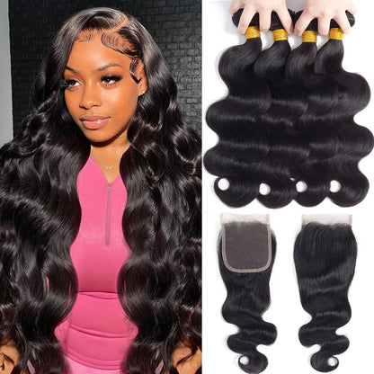 Unprocessed Brazilian Body Wave Human Hair Bundles HD Frontal/Closure Invisible Melt Skin Lace 4x4 13x4 100% Raw Remy Hair Weave