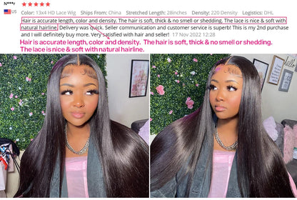 Cynosure 13X4/13X6 HD Transparent Lace Front Human Hair Wigs for Women Pre Plucked Remy Brazilian Straight Lace Frontal Wig