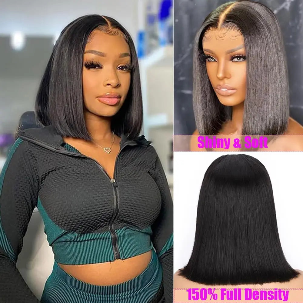 Bob Wig Human Hair 4x4 5x5 Bob Lace Front Brazilian Wigs For Women High Density Straight 13x6 HD Transparent Lace Frontal Wigs