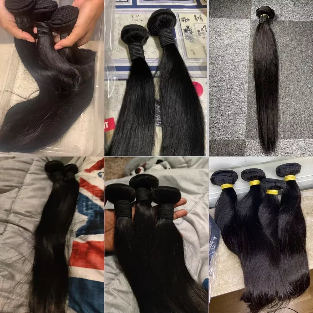 32 34 36 Inch 16ABone Straight Human Hair Bundles 3/4/5 Bundles Raw Hair Bundles Human Hair Brazilian Virgin Hair Natural Color