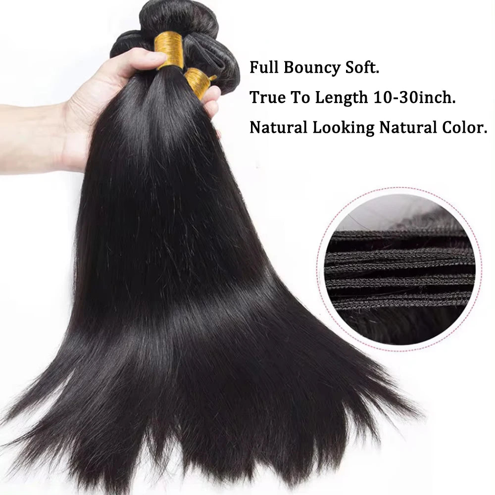 8-30 Inch Straight Human Hair Bundles 12A 100% Human Hair Extensions Natural Black Brazilian Hair Weave Bundles 1/3/4pcs Bundles