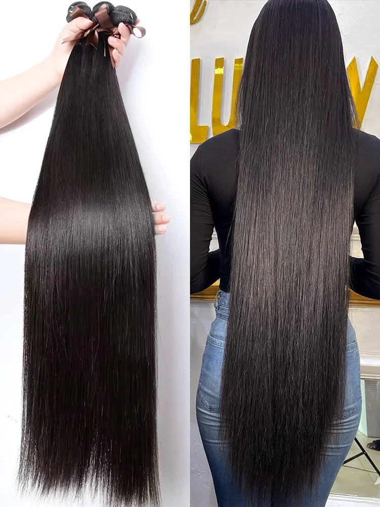 Rosabeauty 30 32 40 Inch Bundles 1 2 3 4 5 Bone Straight Brazilian Remy Human Hair Bundles Raw Extensions Tissage For Women