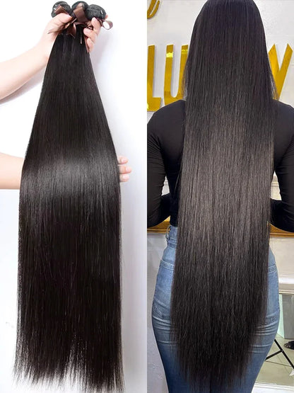 Rosabeauty 30 32 40 Inch Bundles 1 2 3 4 5 Bone Straight Brazilian Remy Human Hair Bundles Raw Extensions Tissage For Women