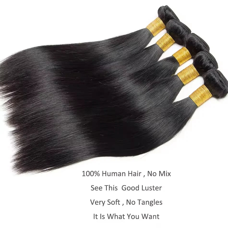 32 34 36 Inch 16ABone Straight Human Hair Bundles 3/4/5 Bundles Raw Hair Bundles Human Hair Brazilian Virgin Hair Natural Color