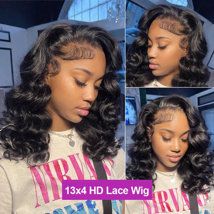 Short Bob Wig 13x4 Body Wave Glueless Wig Human Hair Brazilian Ready To Go Lace Frontal Wig Pre Cut No Glue For Women Preplucked