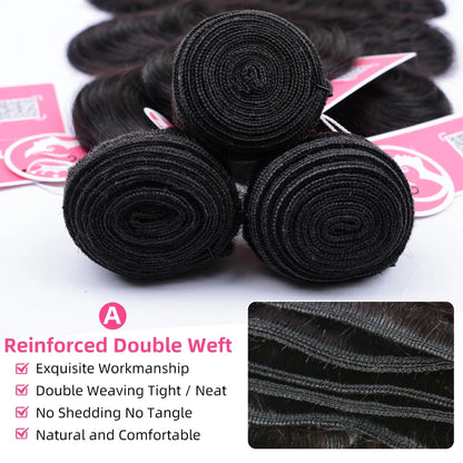Body Wave Bundles Human Hair 1/3/4 Bundles 100% Human Hair Natural Black Color Brazilian Virgin Weave Bundles Hair Extensions