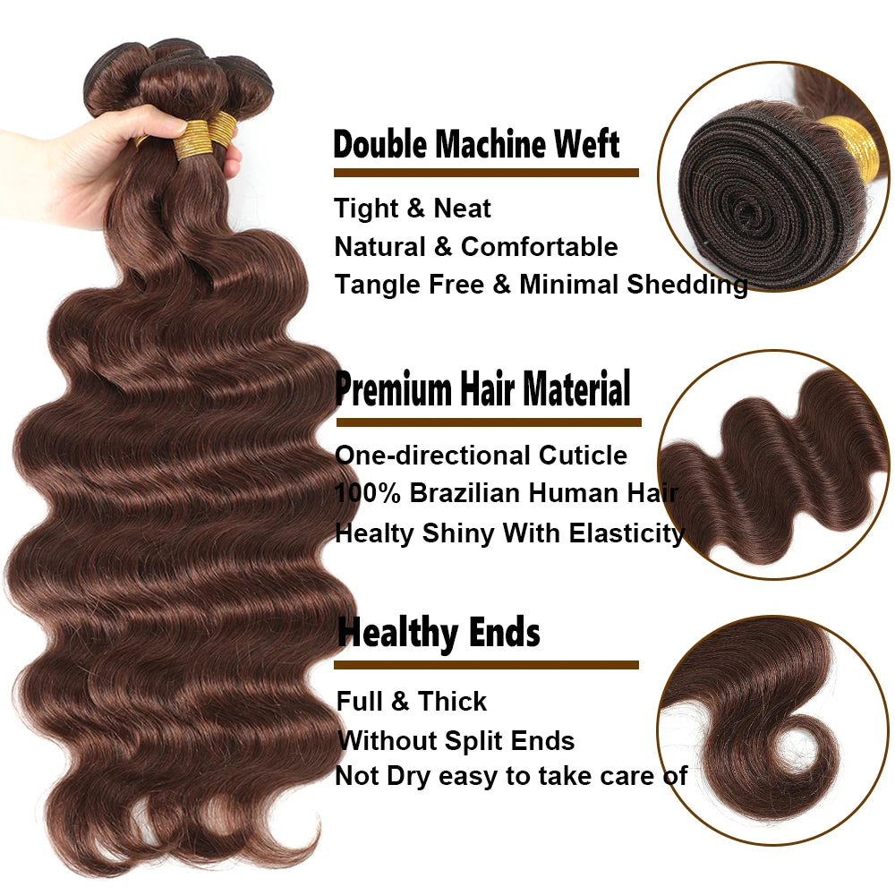 Unprocessed Brazilian Body Wave Human Hair Bundles HD Frontal/Closure Invisible Melt Skin Lace 4x4 13x4 100% Raw Remy Hair Weave