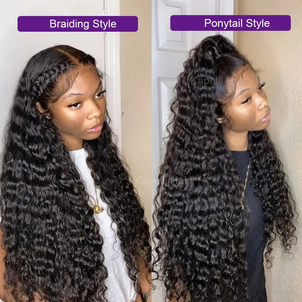 Deep Wave Human Hair Bundles with Closure 4x4 13x4 HD Lace Brazilian Remy Unprocessed Weaving Curly Hair Bundles Extensions Deal