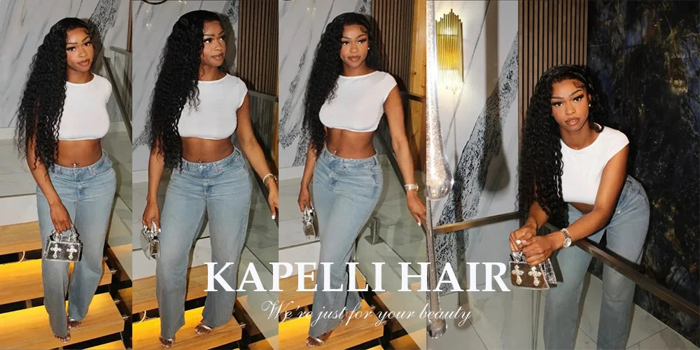 Deep Wave Human Hair Bundles with Closure 4x4 13x4 HD Lace Brazilian Remy Unprocessed Weaving Curly Hair Bundles Extensions Deal