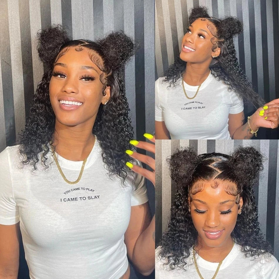 Curly Short Bob Wig Human Hair Deep Wave Glueless Wear And Go 13X6 Hd Lace Front Water Curls Human Hair Lace Frontal Vietnamese