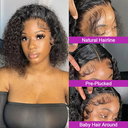 Curly Short Bob Wigs 13x4 7x5 Glueless Ready To Wear Brazilian 100% Human Hair Deep Wave 13x6 Hd Lace Front Wig For Women 250%