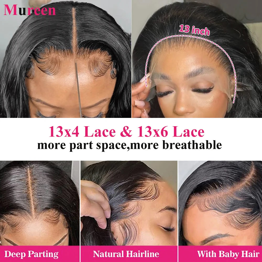 250% Density 13x6 Body Wave Lace Front Wigs Human Hair Pre Plucked 13x4 HD Transparent Lace Frontal Wigs Human Hair for Women