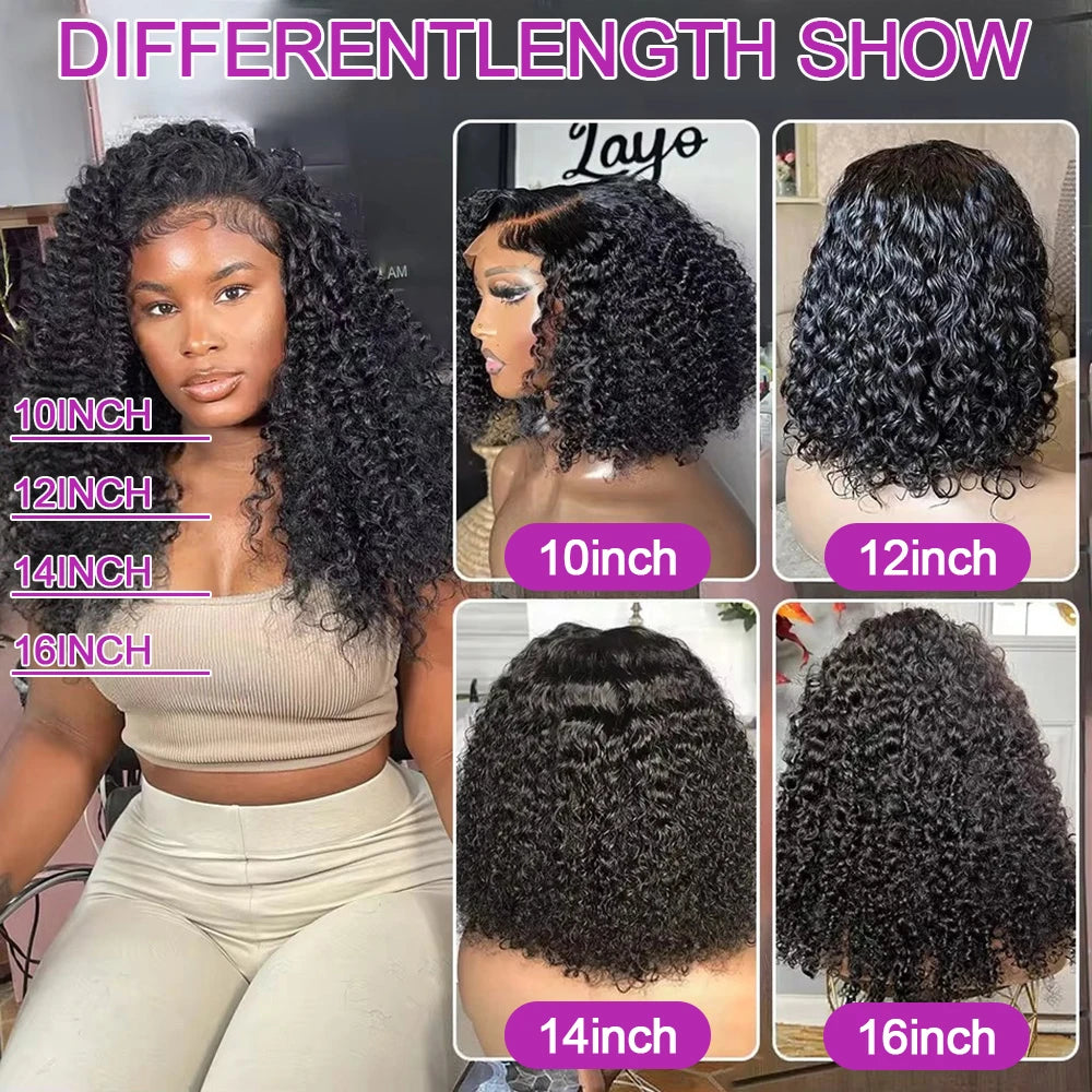 Curly Short Bob Wig Human Hair Deep Wave Glueless Wear And Go 13X6 Hd Lace Front Water Curls Human Hair Lace Frontal Vietnamese