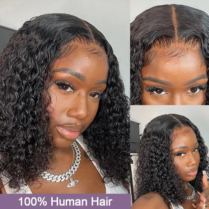 Curly Short Bob Wig Human Hair Deep Wave Glueless Wear And Go 13X6 Hd Lace Front Water Curls Human Hair Lace Frontal Vietnamese