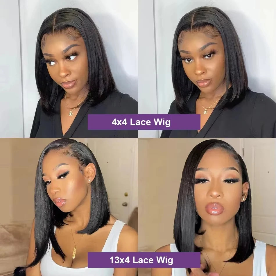 Rosslyn Straight Human Hair Wigs Bob 1b Black Wig 5x5 13x6 Hd Lace Frontal Wig Bleached Knoted Baby Hair Pre Plucked Flash Sale