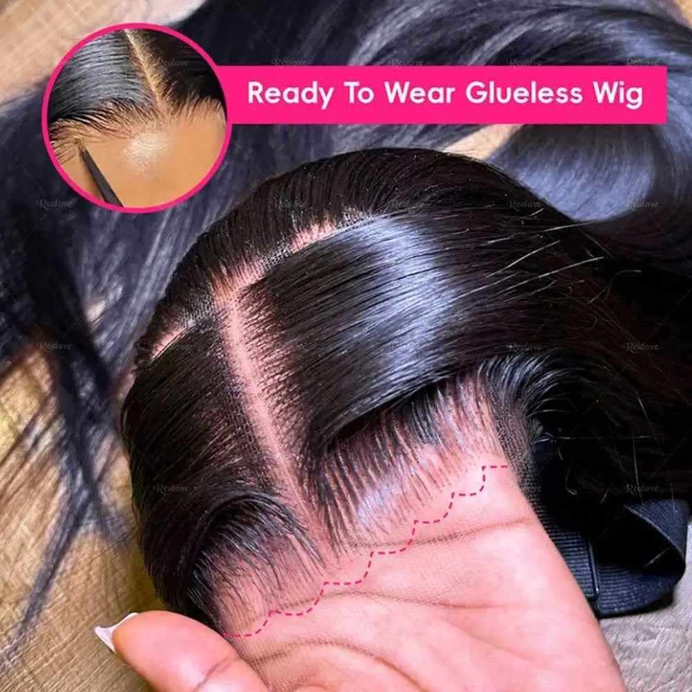Body Wave Human Hair Wigs 13X6 Hd Lace Frontal Wig 250 Density 42 Inch  Pre Plucked Brazilian Hair 100% Natural Black