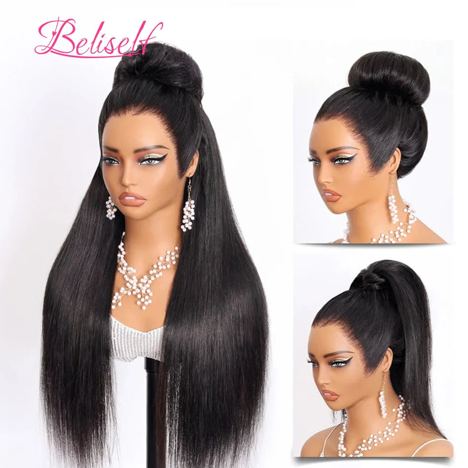 HD Transparent Lace Front Human Hair Wig 13x4 13x6 Straight Frontal Wig Pre Plucked 5x5 HD Lace Closure Wig Beliself Hair