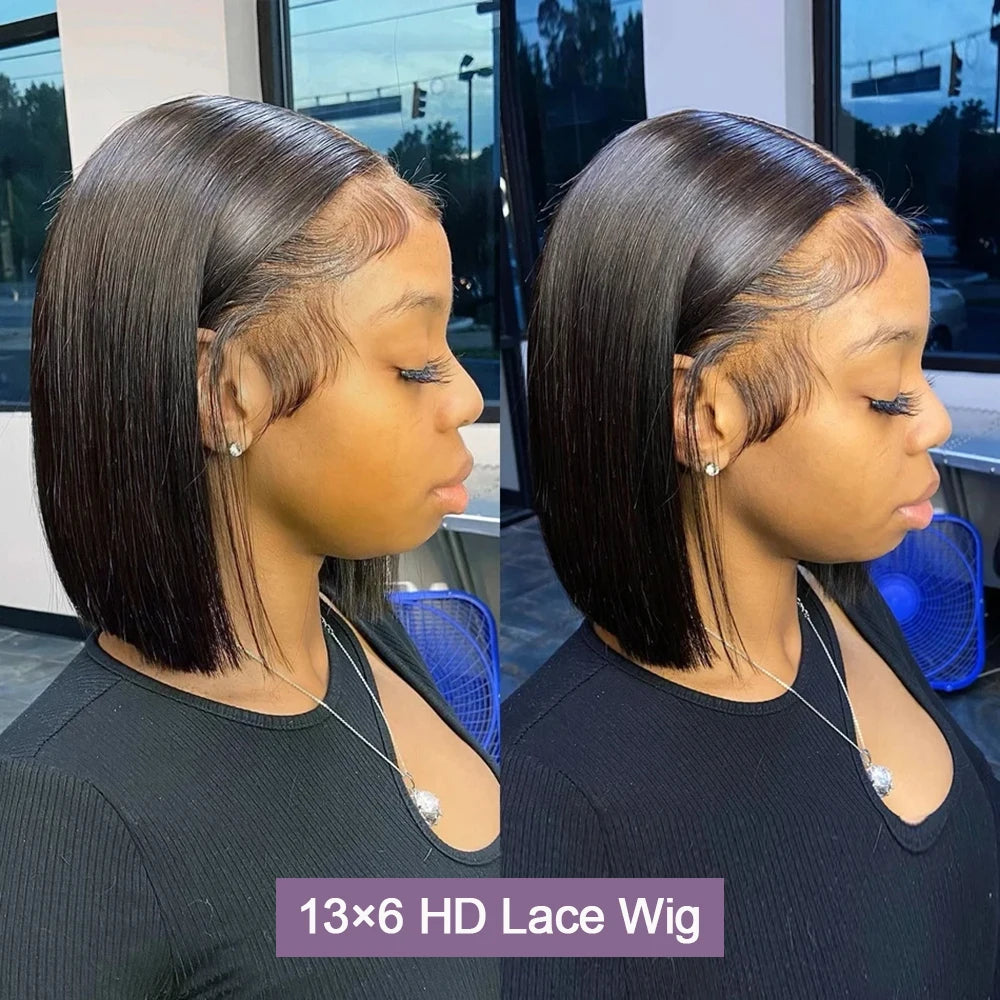 100% Human Hair Glueless Short Bob Wigs 13x6 Hd Lace Front Wig Frontal Vietnamese Multi Parting Braided Wear And Go Pre Plucked