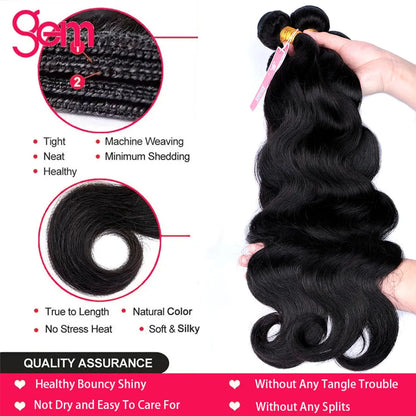 Body Wave Bundles Human Hair 1/3/4 Bundles 100% Human Hair Natural Black Color Brazilian Virgin Weave Bundles Hair Extensions