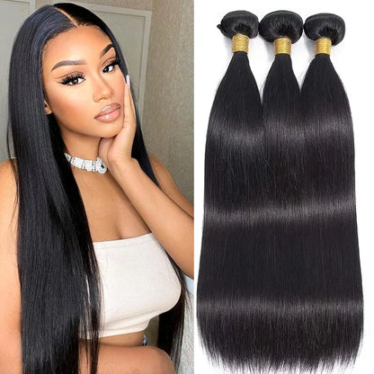 8-30 Inch Straight Human Hair Bundles 12A 100% Human Hair Extensions Natural Black Brazilian Hair Weave Bundles 1/3/4pcs Bundles
