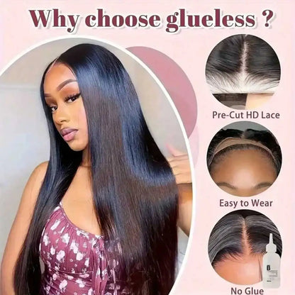 Body Wave Human Hair Wigs 13X6 Hd Lace Frontal Wig 250 Density 42 Inch  Pre Plucked Brazilian Hair 100% Natural Black
