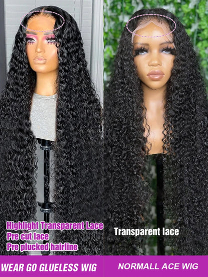 40 Inch Deep Wave Lace Frontal Wig Glueless Ready to Wear Pre Plucked Water Curly 13x4 13x6 HD Lace Front Human Hair Wigs Women