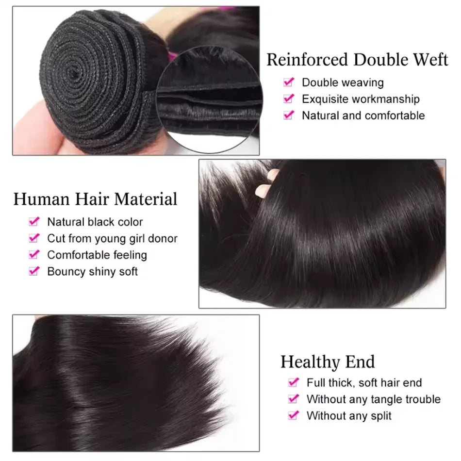 32 34 36 Inch 16ABone Straight Human Hair Bundles 3/4/5 Bundles Raw Hair Bundles Human Hair Brazilian Virgin Hair Natural Color