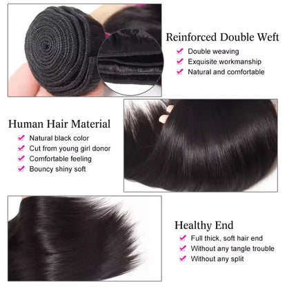 32 34 36 Inch 16ABone Straight Human Hair Bundles 3/4/5 Bundles Raw Hair Bundles Human Hair Brazilian Virgin Hair Natural Color