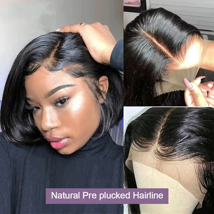 100% Human Hair Glueless Short Bob Wigs 13x6 Hd Lace Front Wig Frontal Vietnamese Multi Parting Braided Wear And Go Pre Plucked